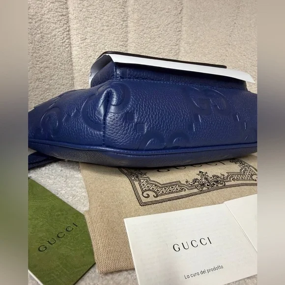Gucci Blue Leather GG Embossed Belt Bag Crossbody Waist bag - Picture 7 of 10